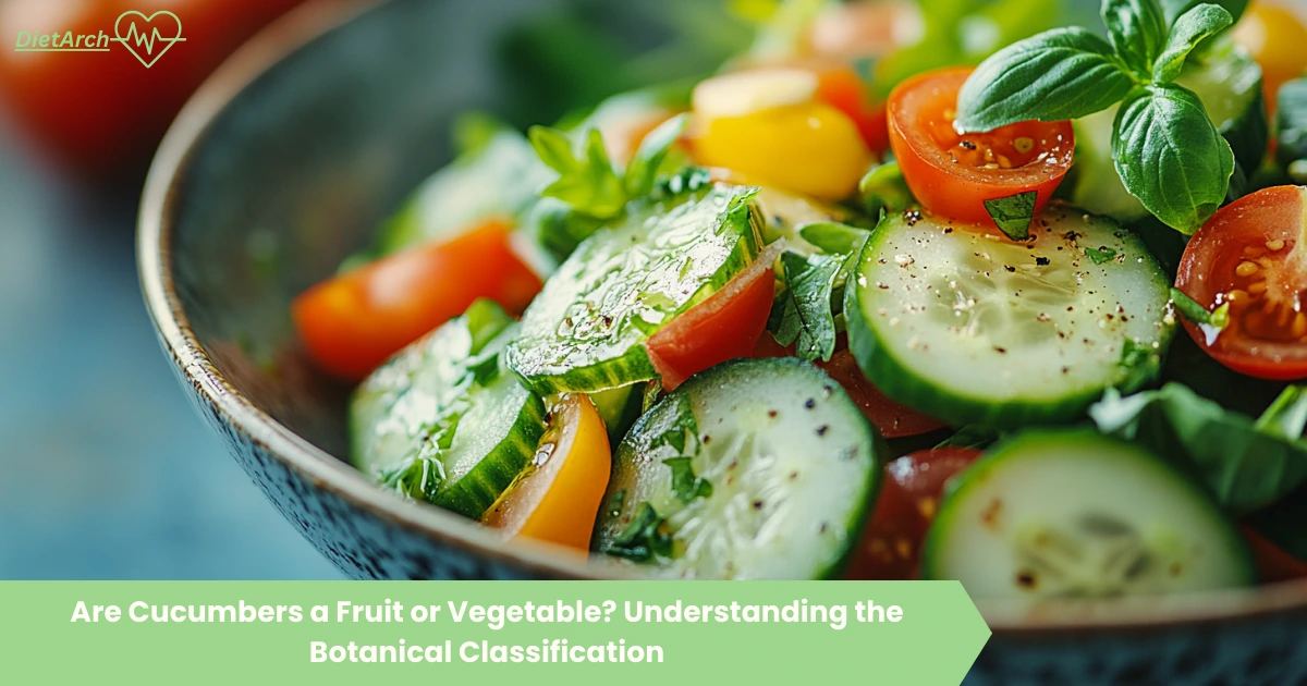 Freshly Cucumber salad in a plate. Is cucumber a fruit or a vegetable clear the confusion Dietarch